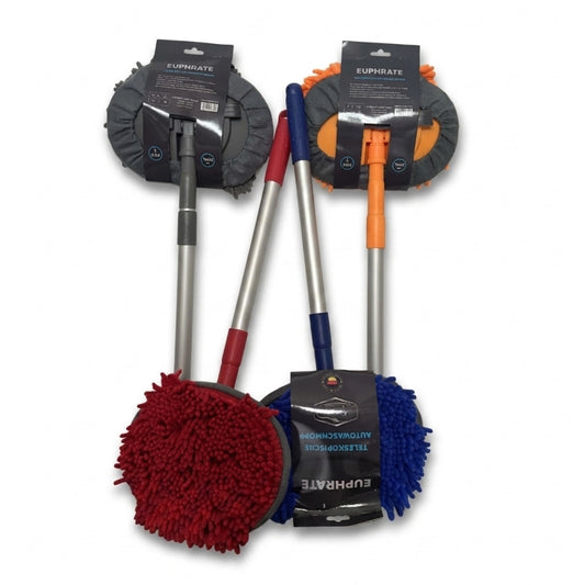 Balai Télescopique Lavage Auto avec Tête Microfibre Amovible réglable de 50-100 cm